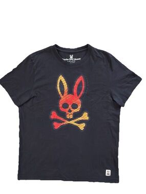Psycho Bunny Men's Wellington Graphic Tee Black Size 4 Medium Pima Cotton